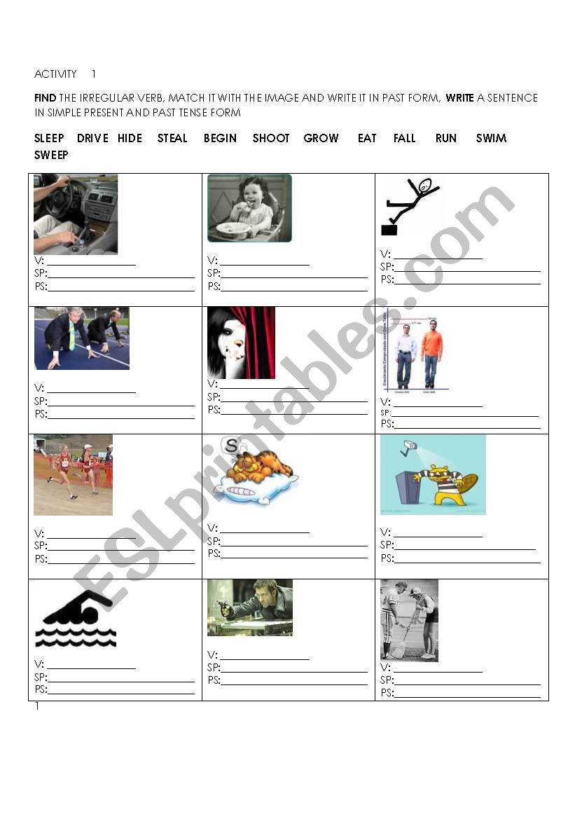 IRREGULAR VERBS worksheet