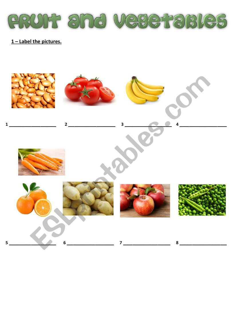 Fruit and veggies ( part 1) worksheet