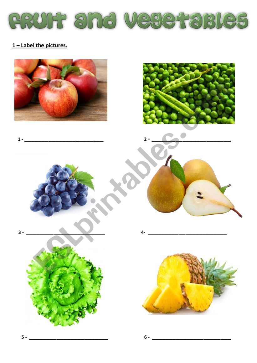 Fruit and veggies ( part II) worksheet