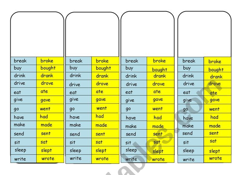 PAST BOOKMARK worksheet