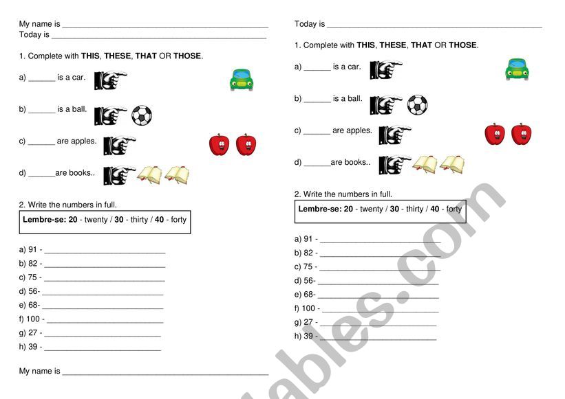 Demonstrative Pronouns and Numbers