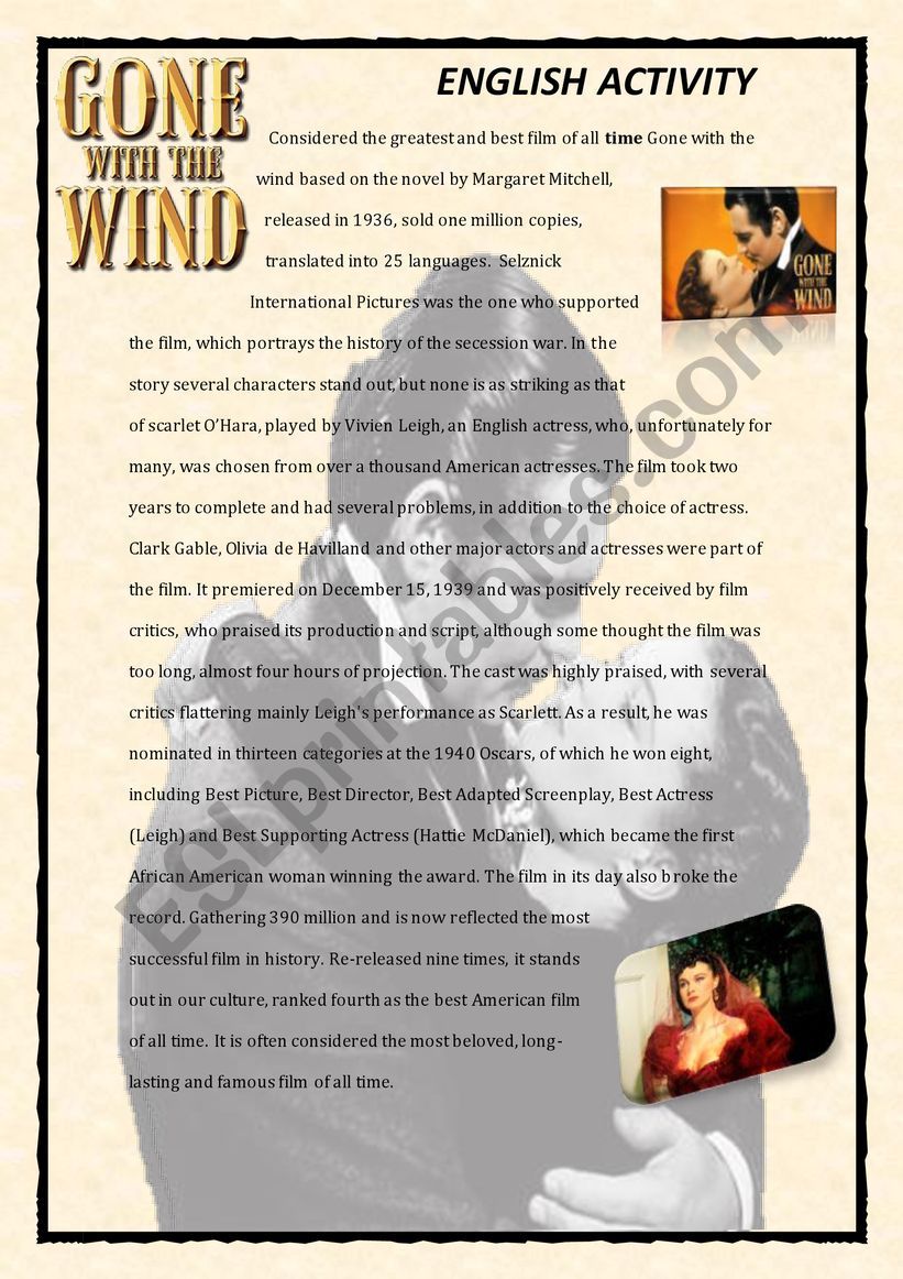 Gone with the wind - Text activity