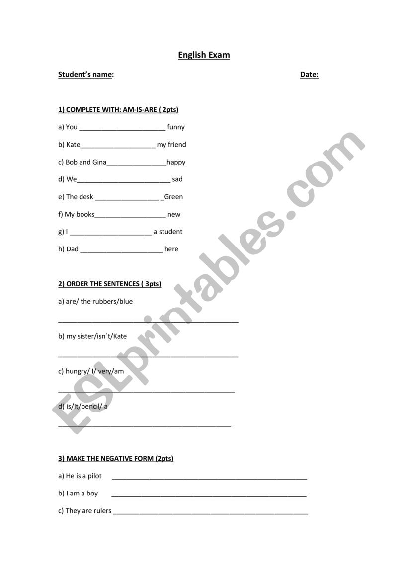 Personal Pronouns/Verb to-be worksheet