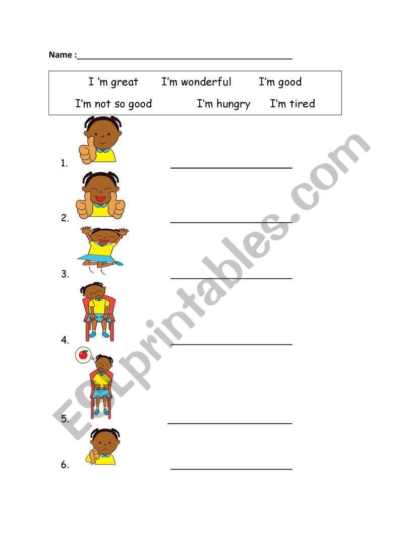 how are you ?worksheet (from super simple song)