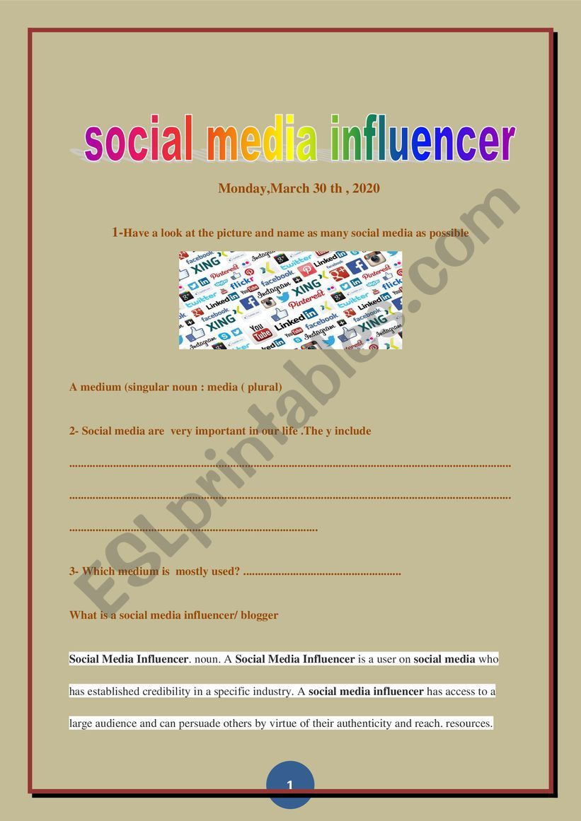 Being a social media influencer 