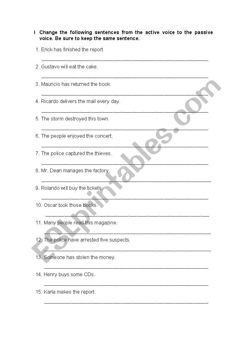 passive voice in all tenses worksheet