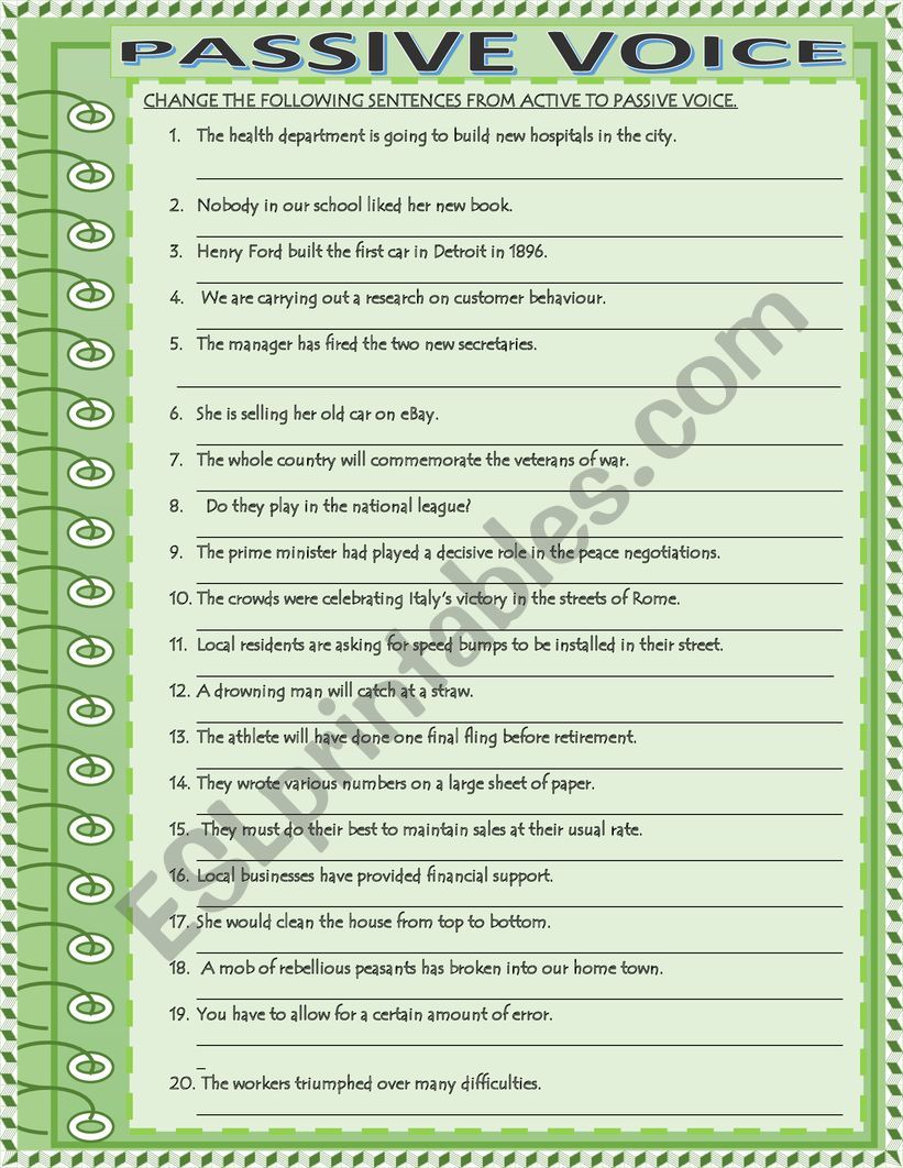 PASSIVE VOICE worksheet