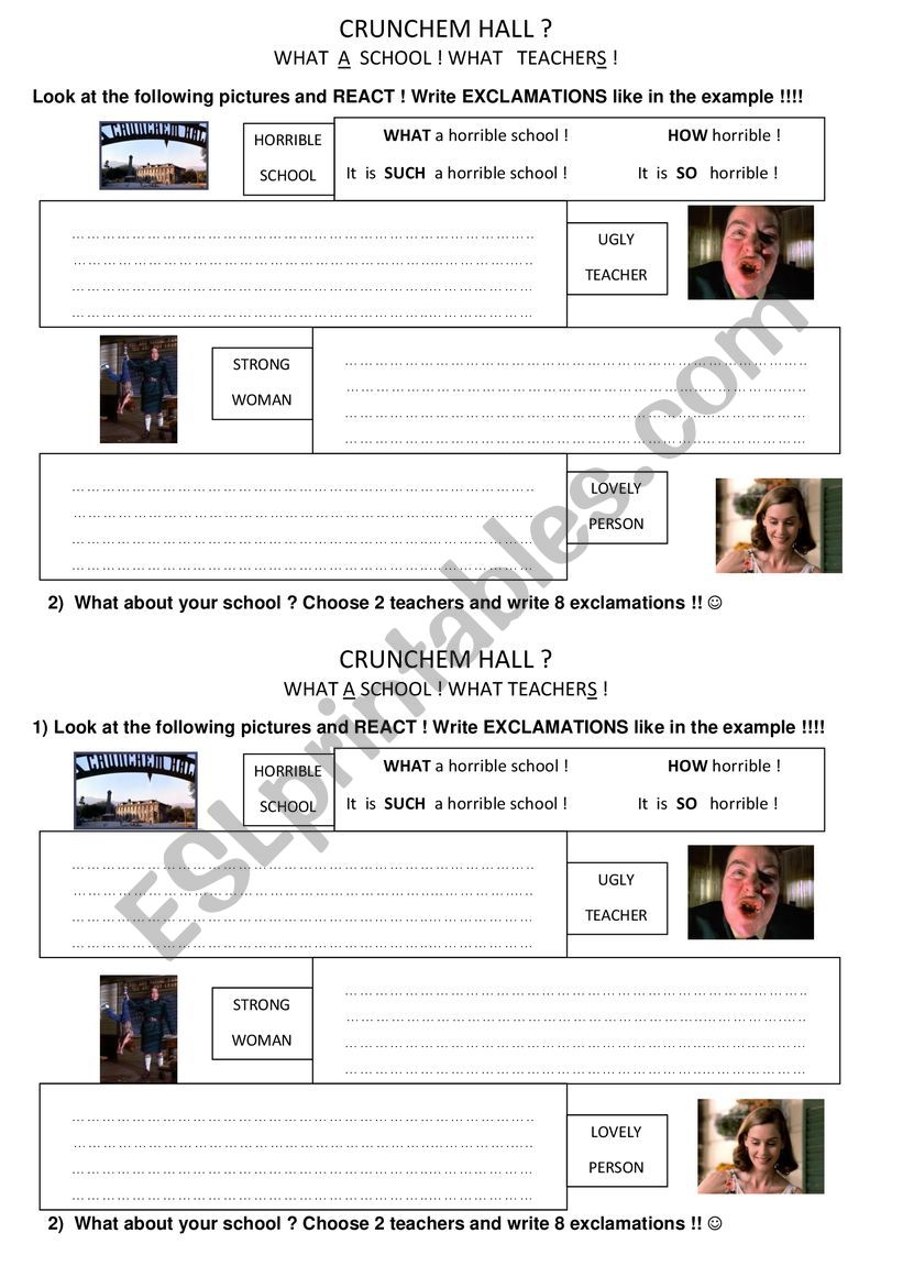 Exclamations worksheet