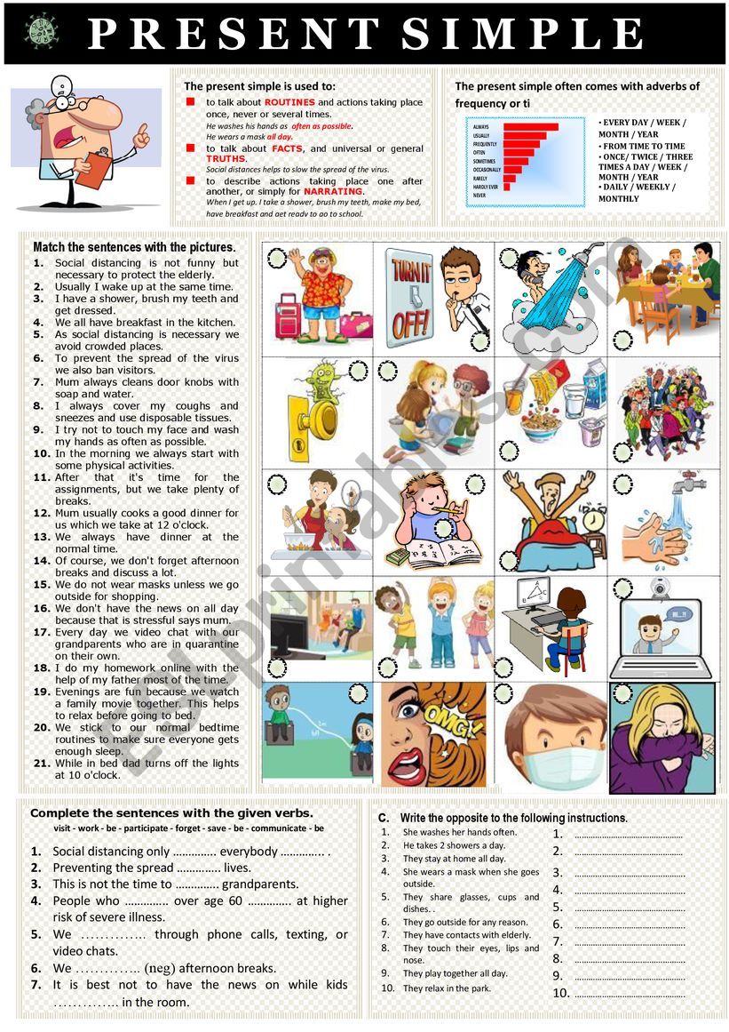 Present simple covid-19  worksheet