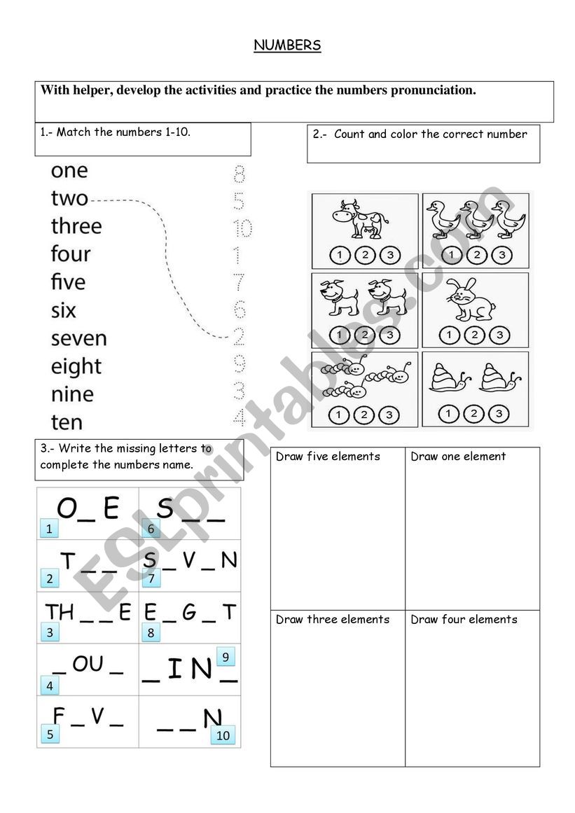 Numbers worksheet