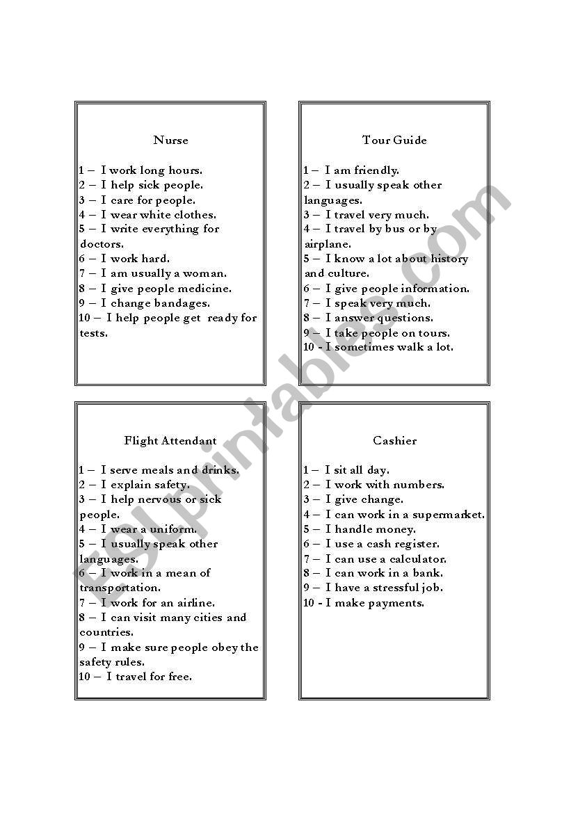 Guess who? - Jobs worksheet