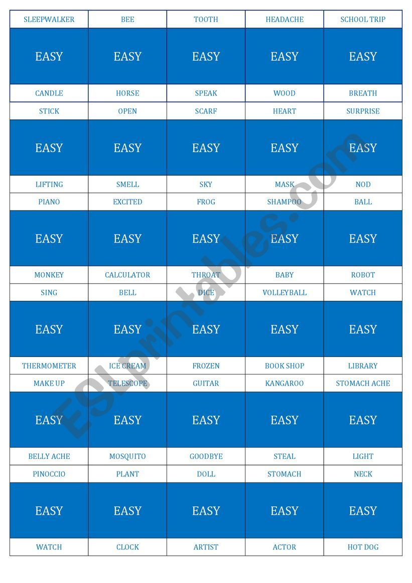 Gestures_mimic_easy_blue worksheet