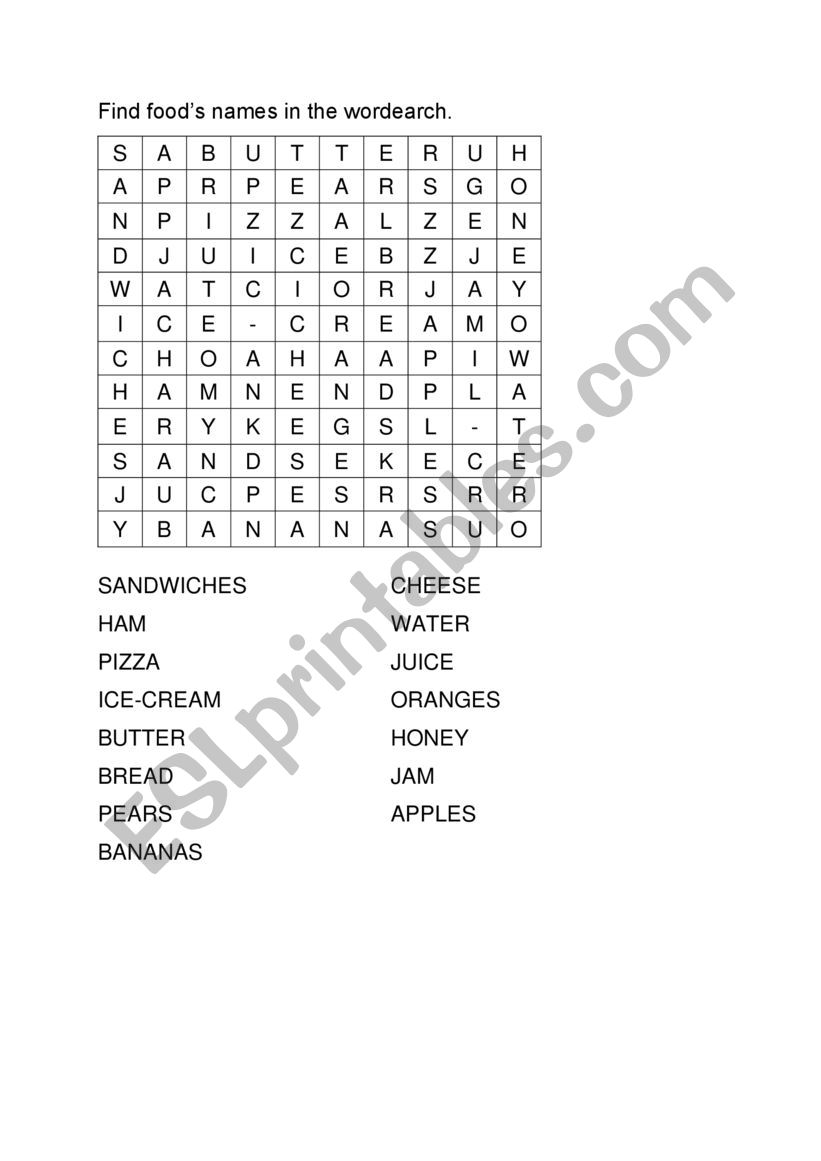 Food  worksheet