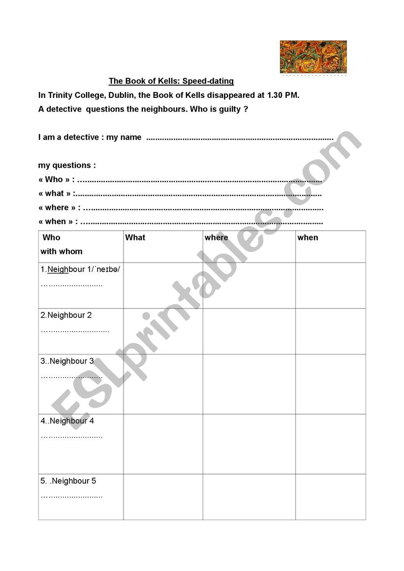 Book of Kells worksheet