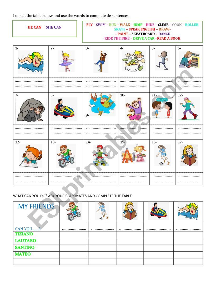 can can�t worksheet