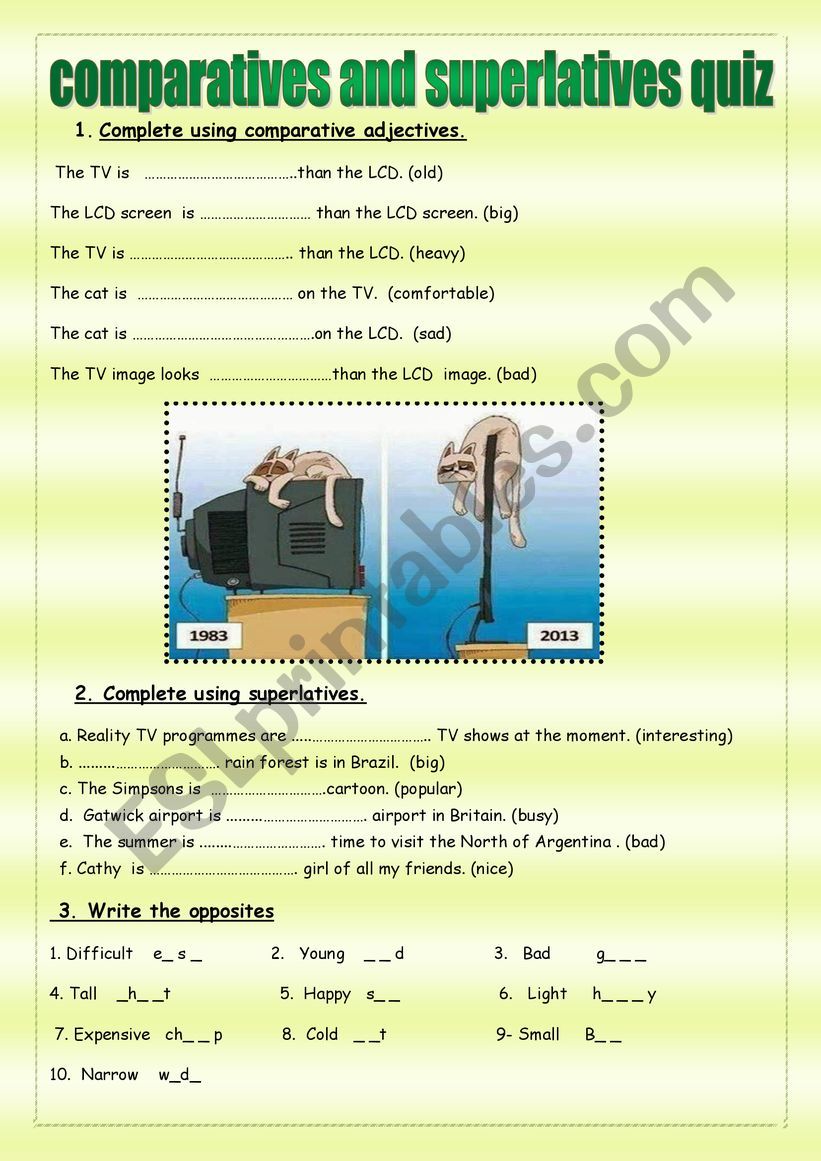 Comparatives and superlatives quiz