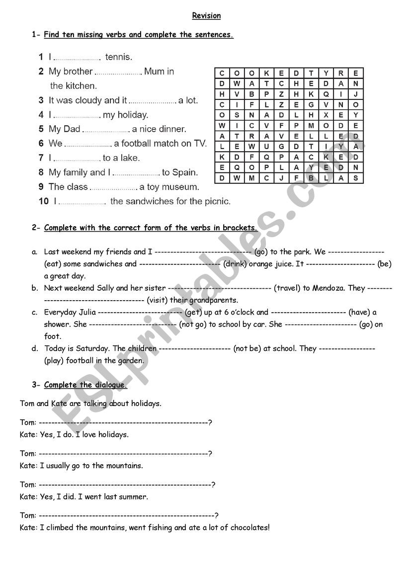 Revision Simple Past- Elementary