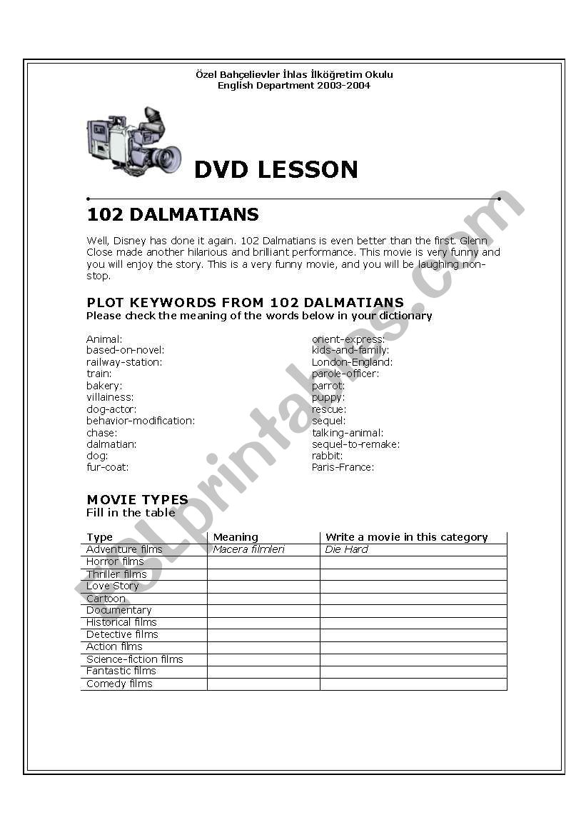 102 Dalmatians worksheet