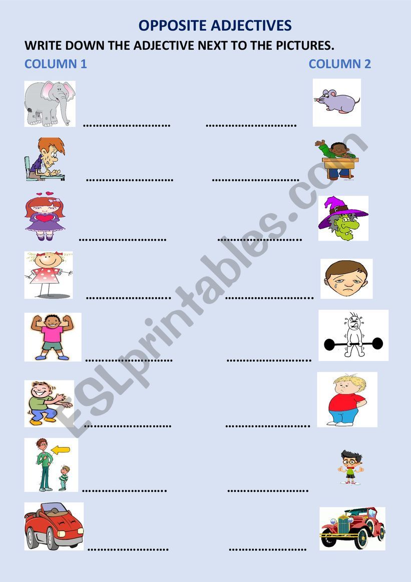 OPPOSITE ADJECTIVES worksheet