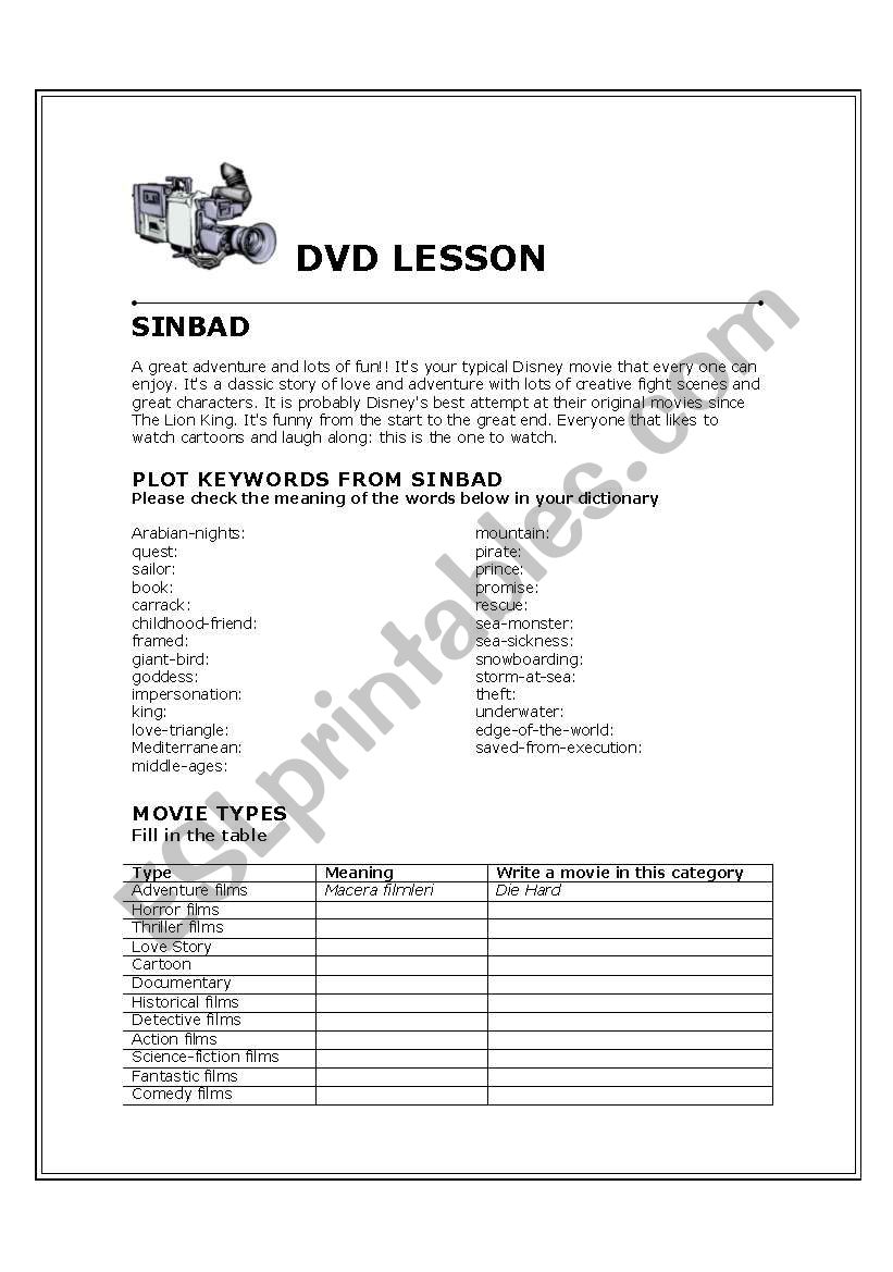 Sinbad worksheet