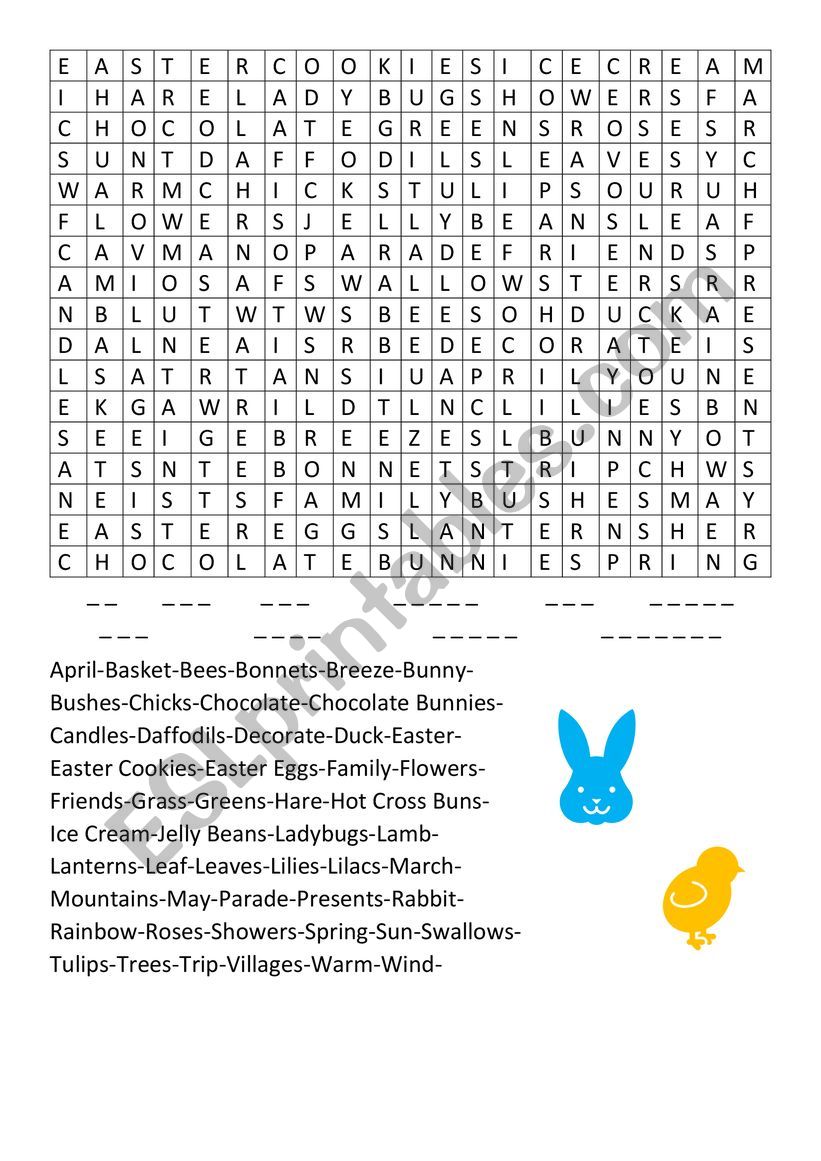 WORDSEARCH: EASTER worksheet