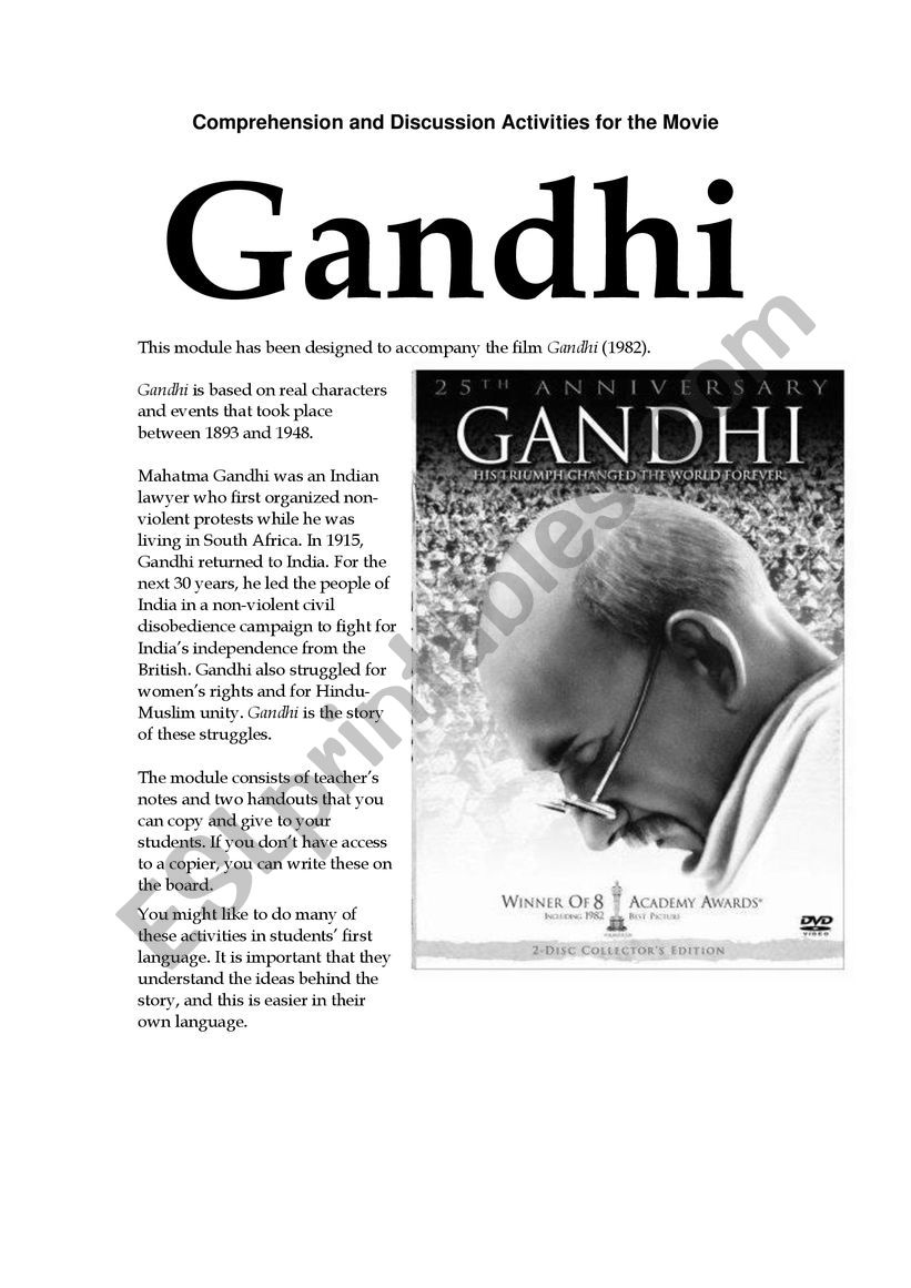 Gandhi 1982 Study Guide worksheet