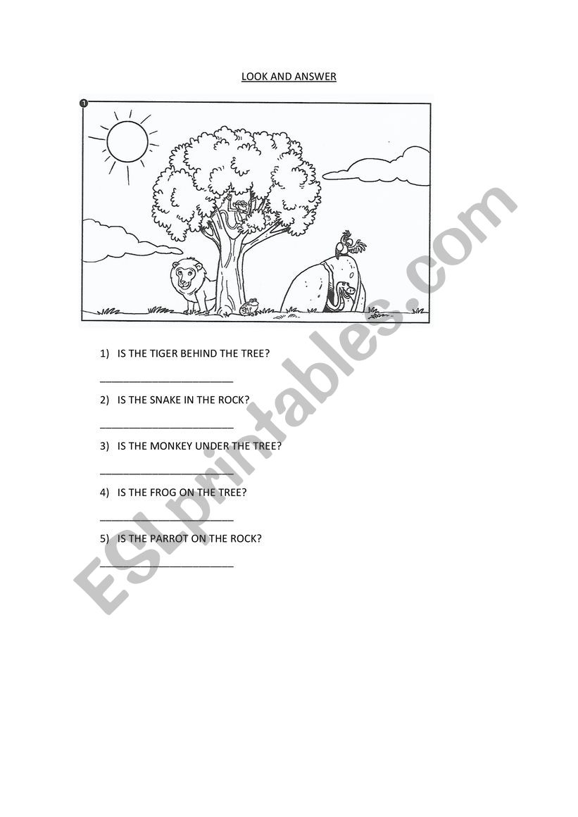 PREPOSITIONS OF PLACE worksheet