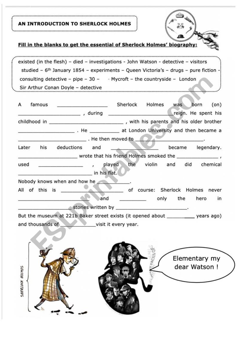 Sherlock Holmes worksheet