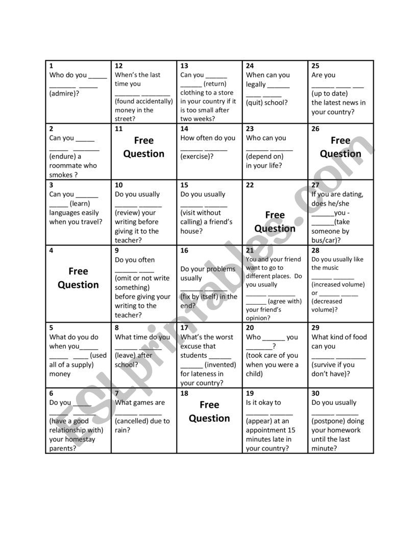 phrasal verbs board game worksheet