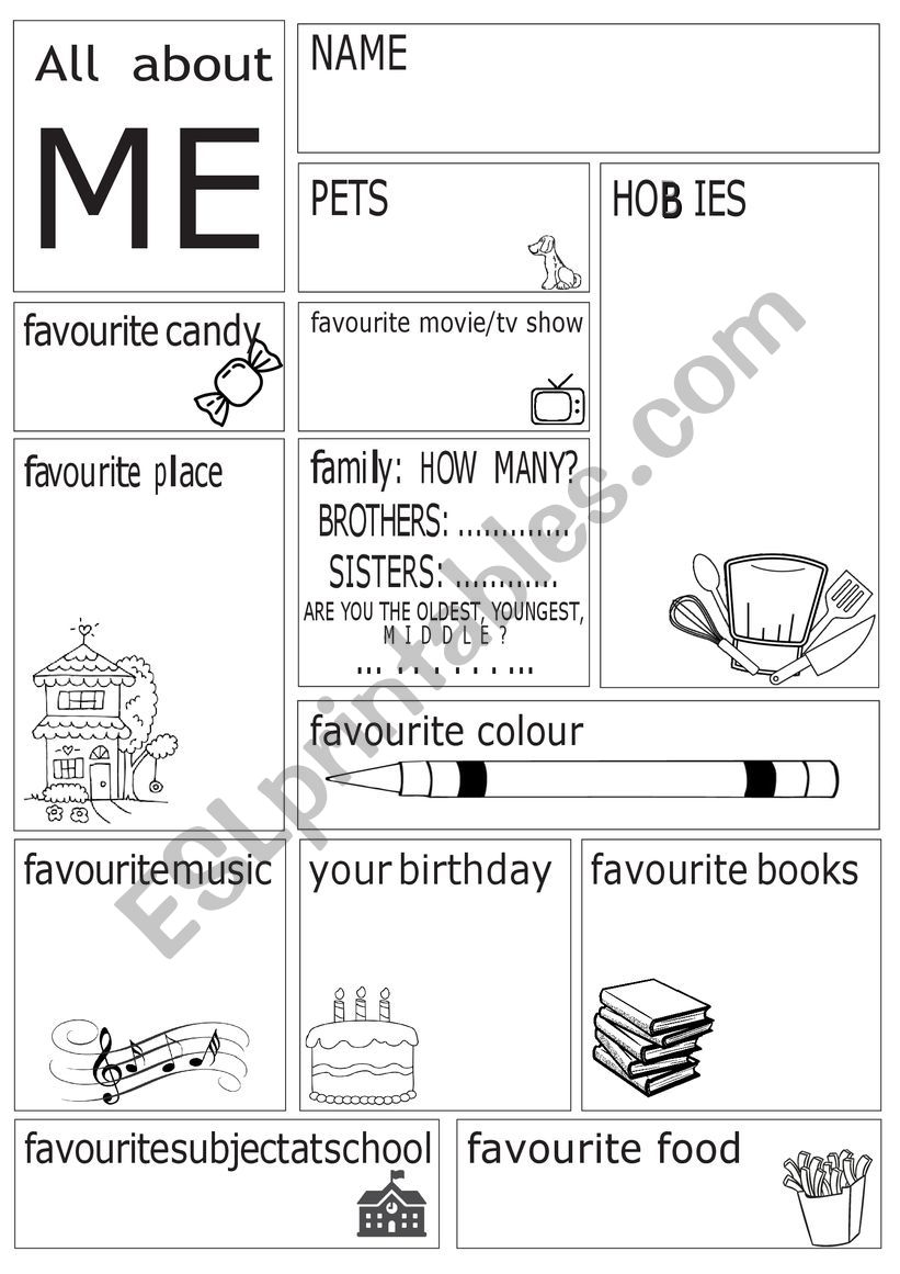 All about me worksheet