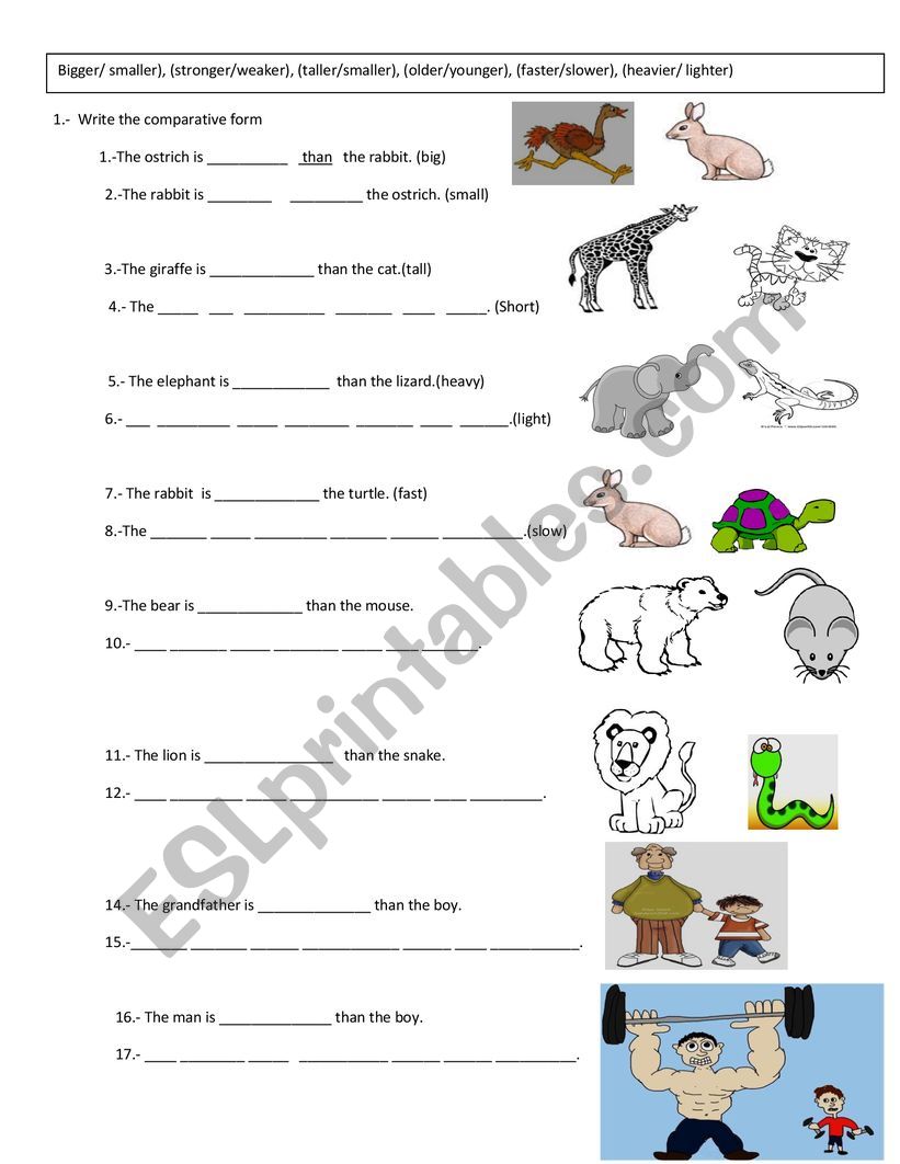 Comparative worksheet