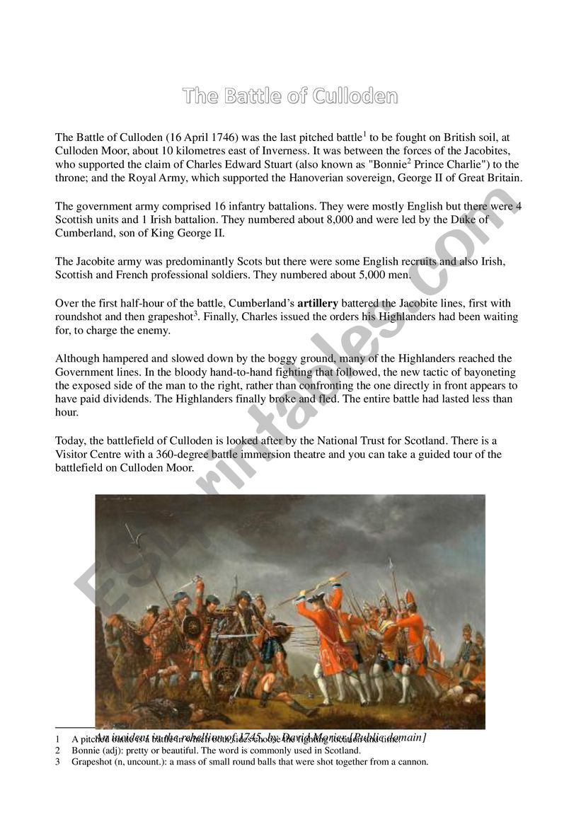 The Battle of Culloden worksheet