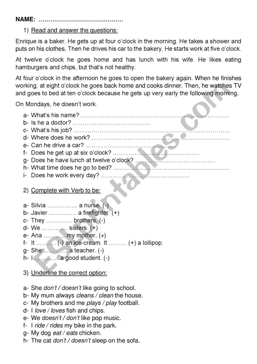 Simple Present , professions, likes, dislikes, feelings