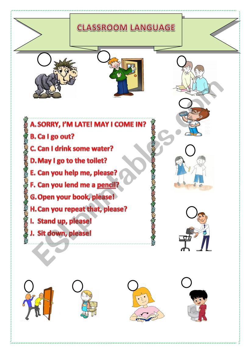 Classroom Language worksheet