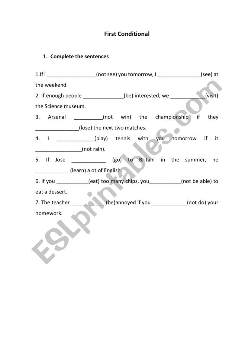 First Conditional worksheet