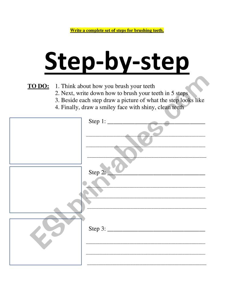 Brushing Teeth Steps worksheet