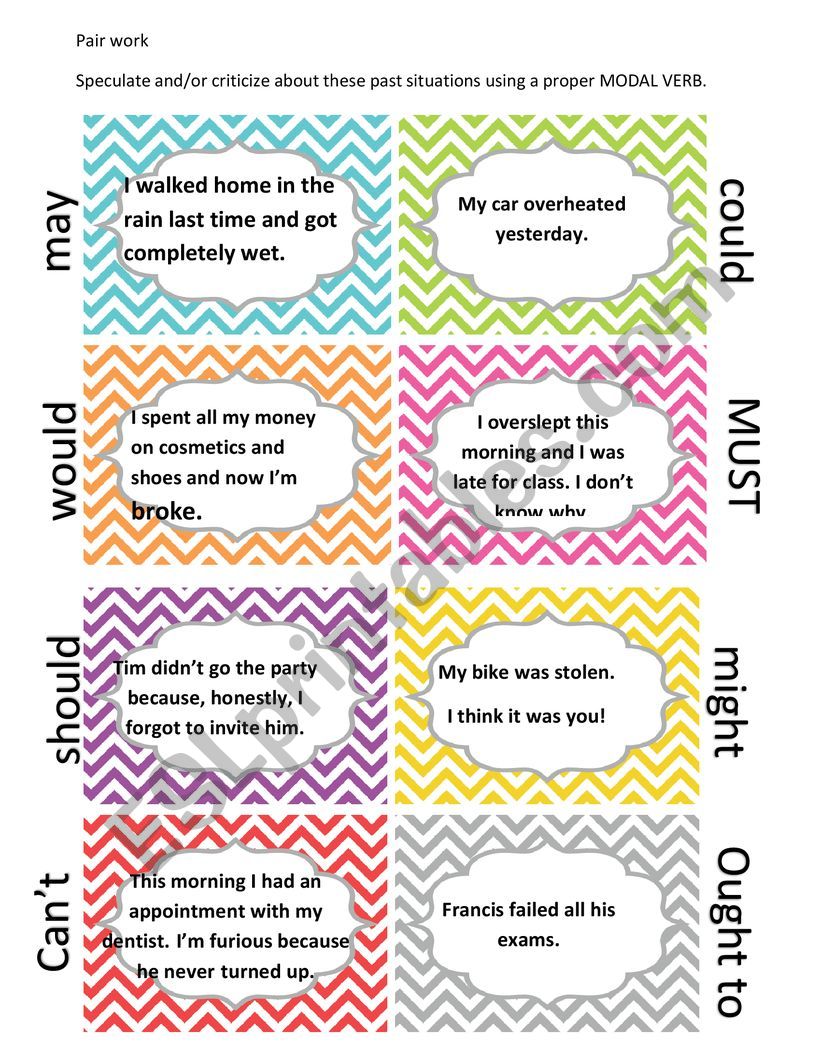 MODALS  IN THE PAST worksheet