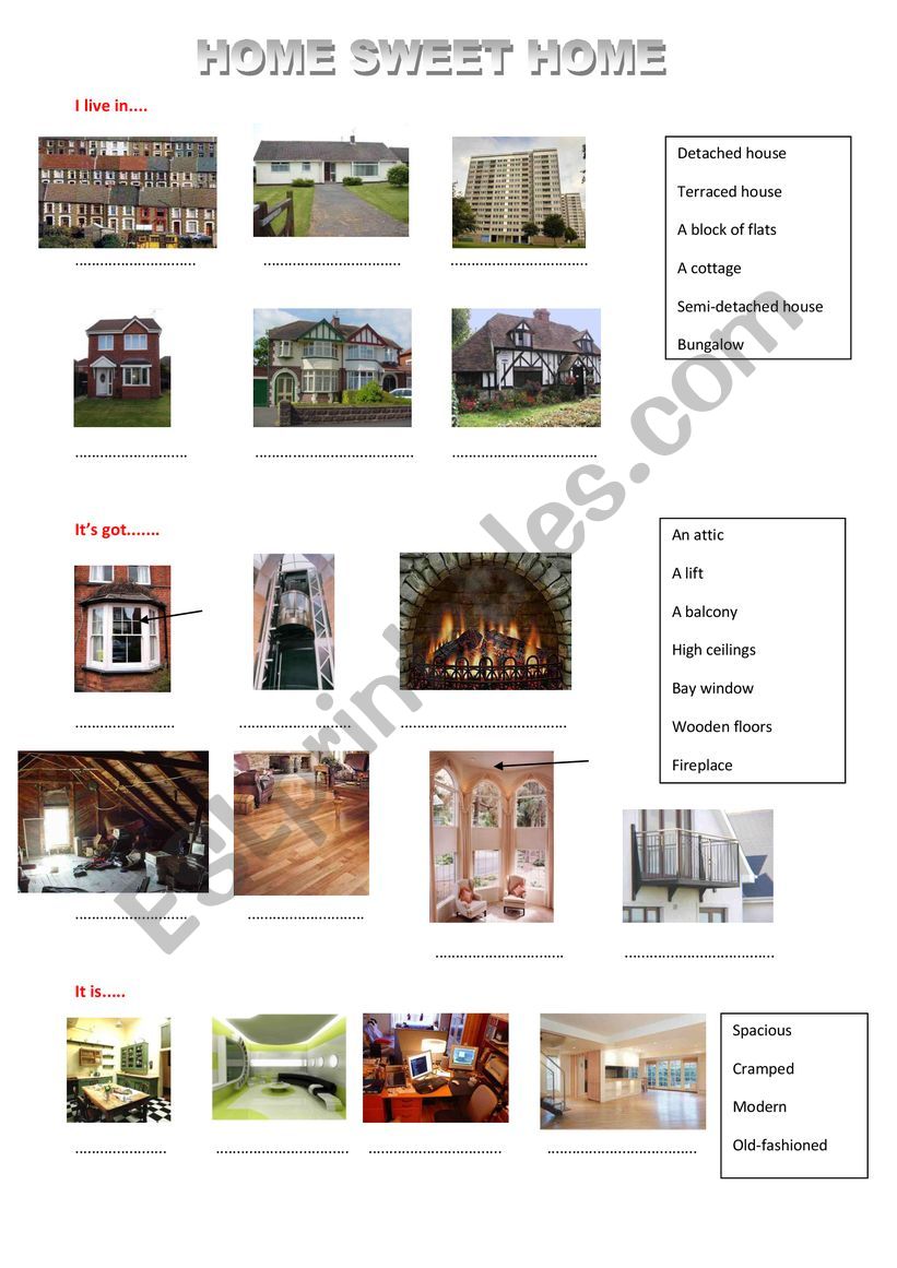 Houses worksheet