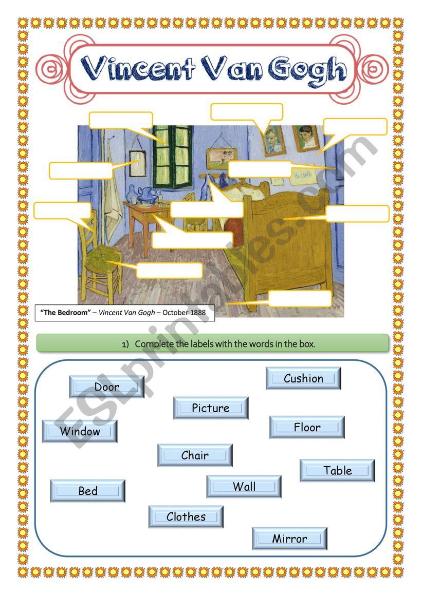 Van Gogh - Furniture - There is / are. Prepositions of Place.