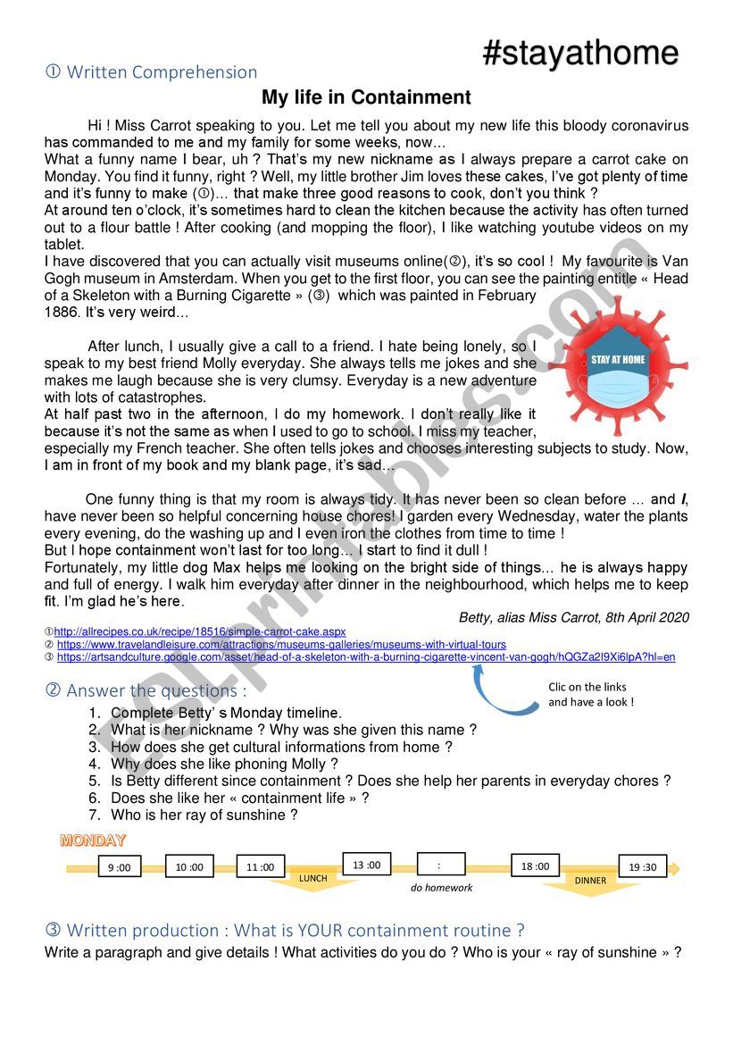 My life in containment - written comprehension text