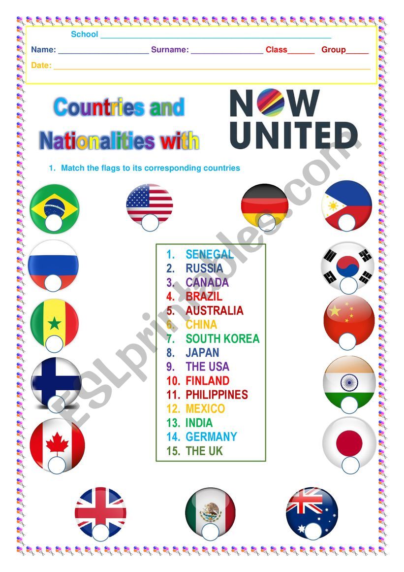 Countries and Nationalities worksheet