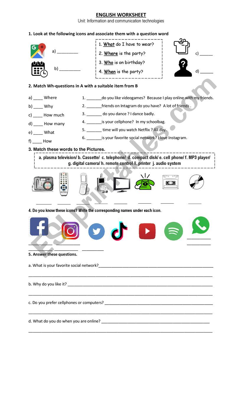 Information and communication technologies vocabulary