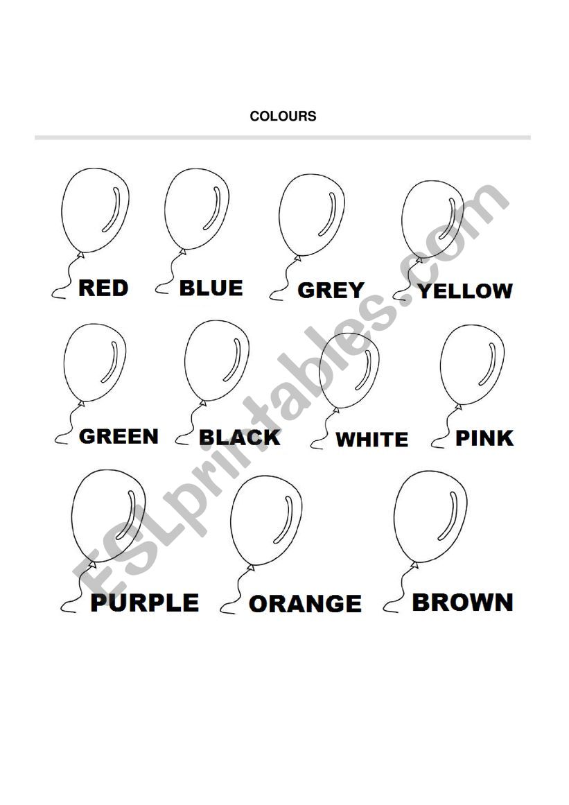 Colours worksheet