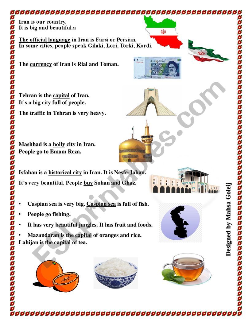 The Counry Iran worksheet