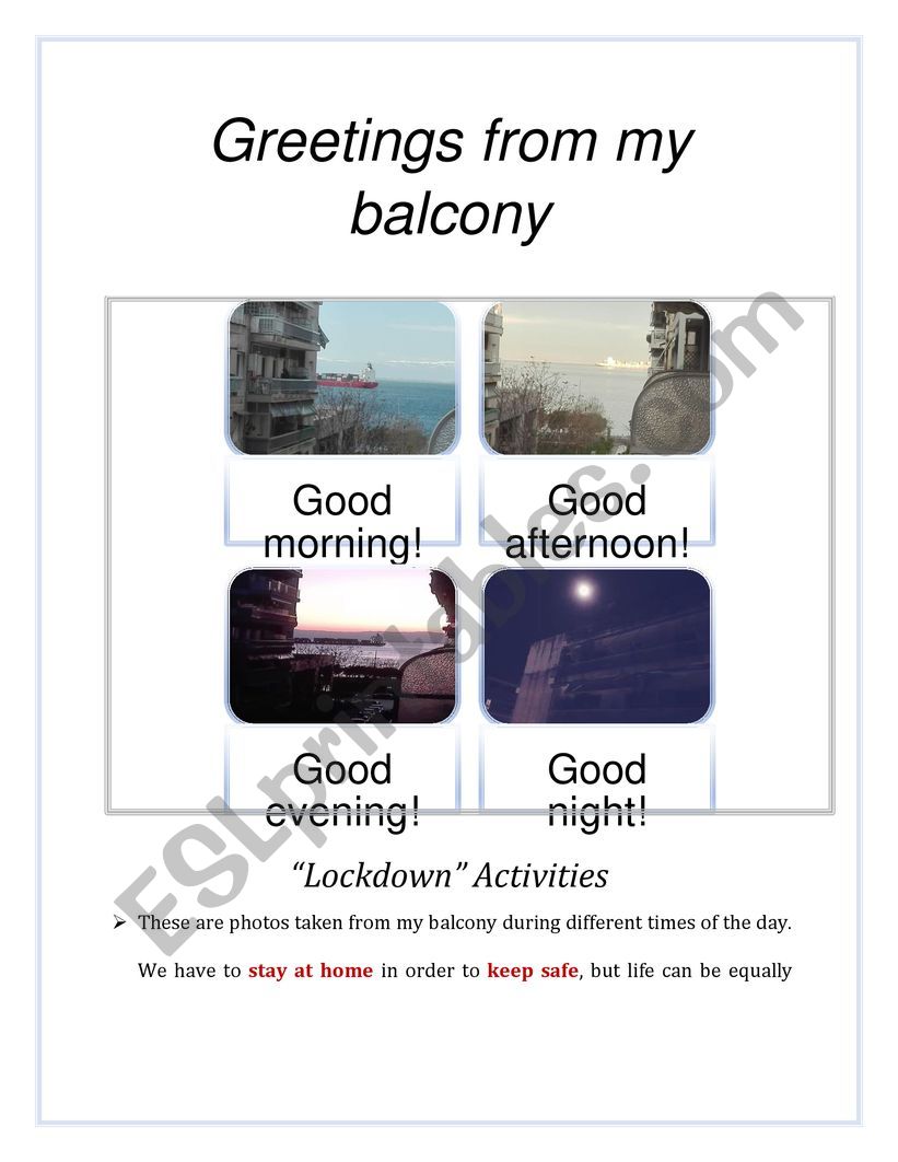 Greetings-Lockdown activities worksheet