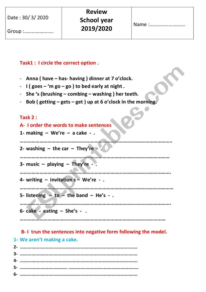 Review worksheet