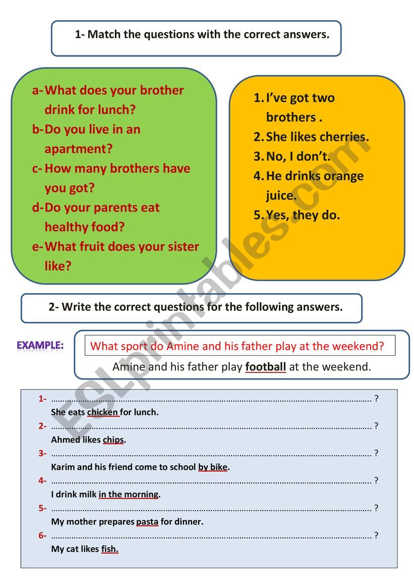 present simple: questions worksheet