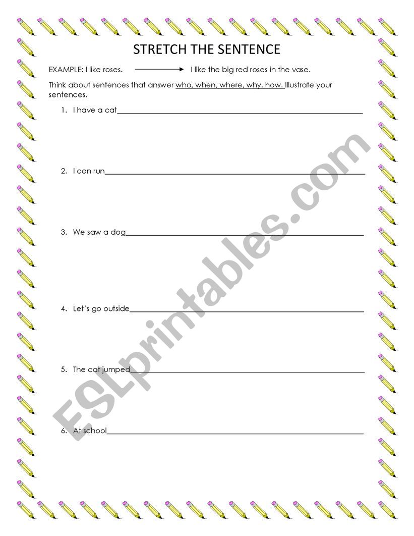 stretch sentences  worksheet