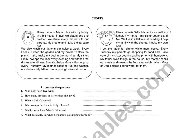 Chorse worksheet