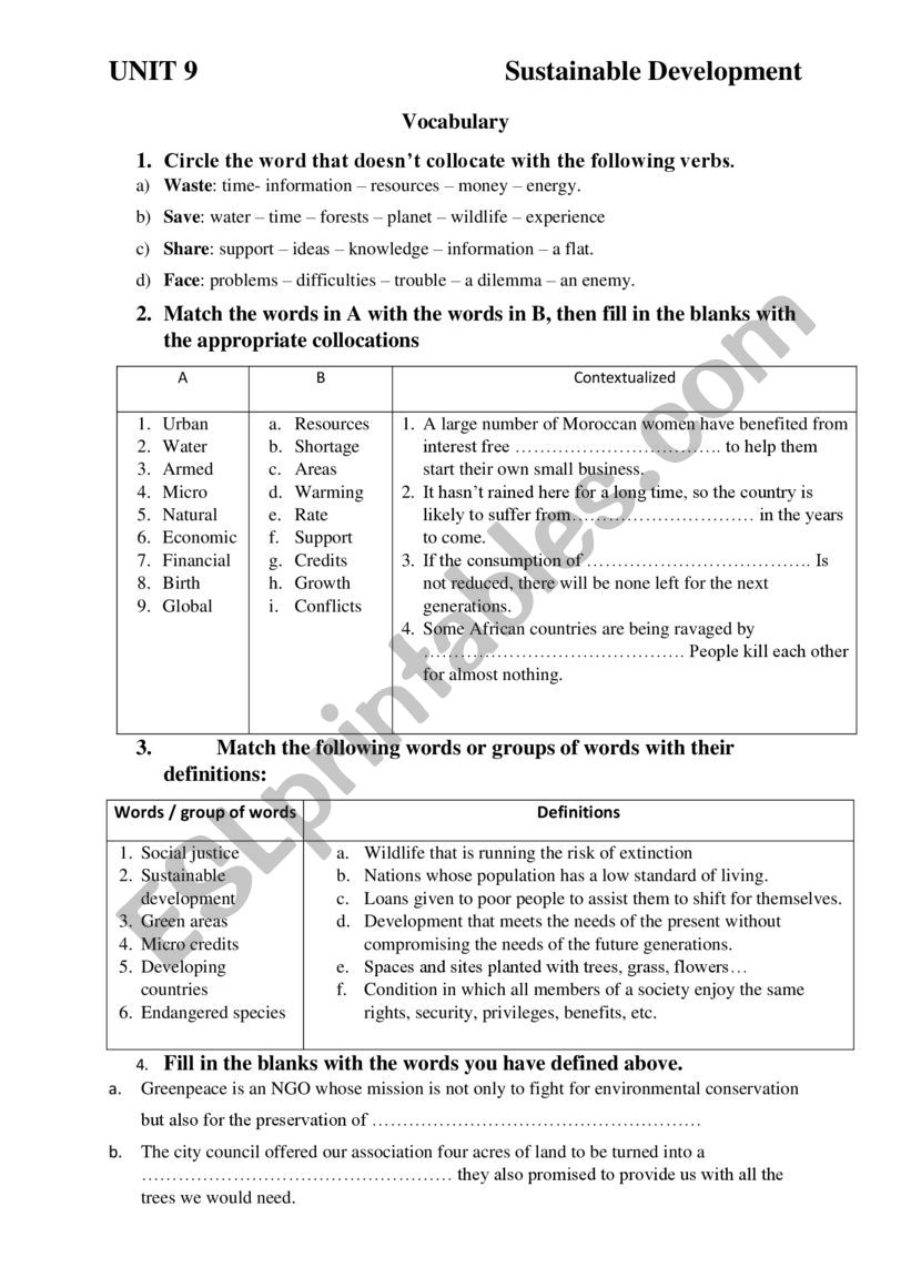 Sustainable  development vocabulary